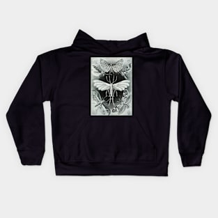 Moth Vintage Botanical Illustration Kids Hoodie